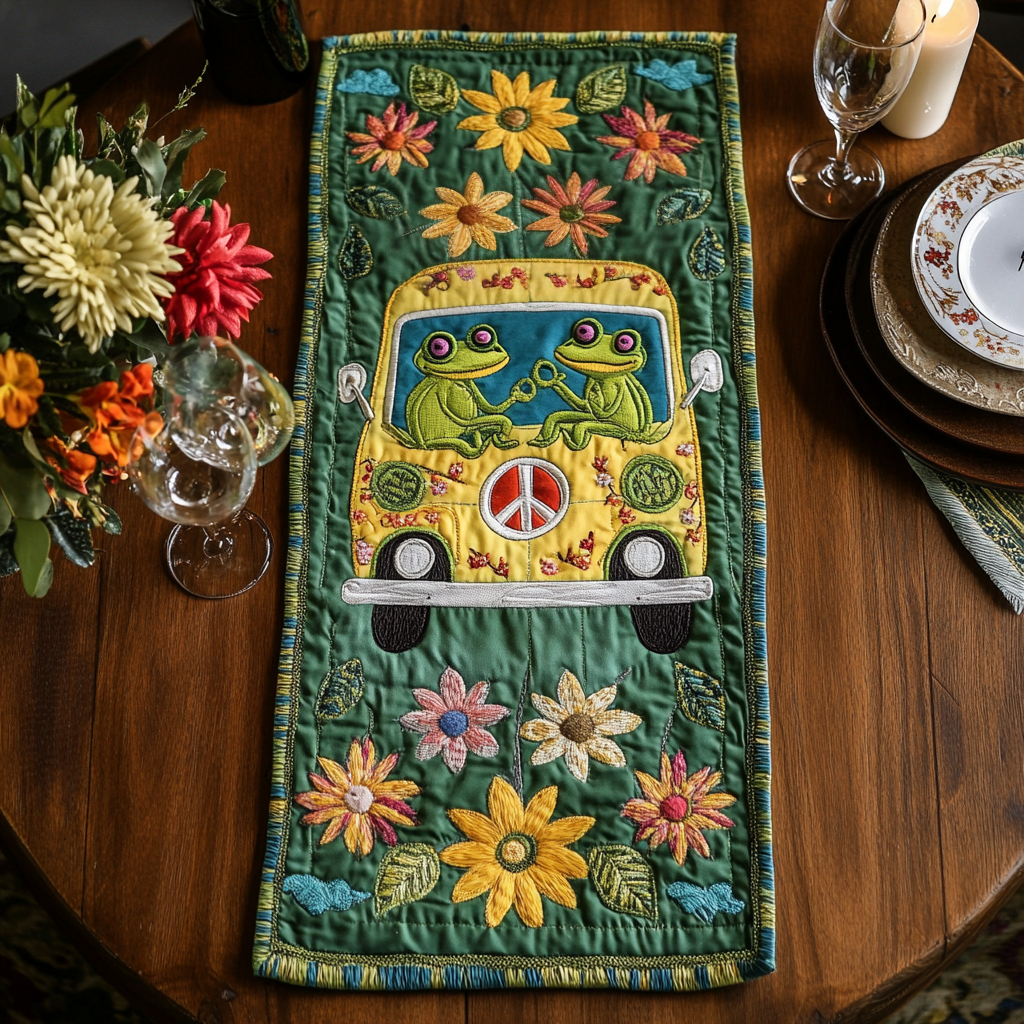 Froggy Trail Quilted Table Runner NCU0VH4985
