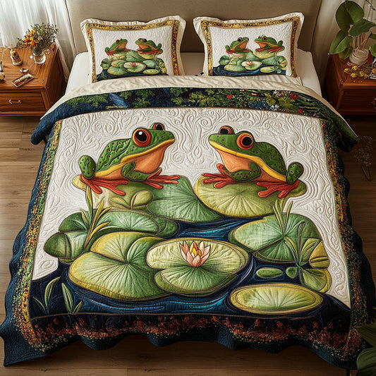 Froggy Wonderland 3-Piece Quilted Bedding Set NCU0NT3229