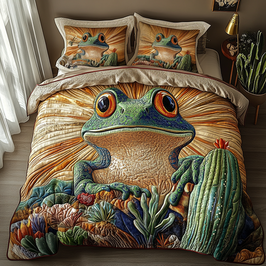 Frogs Cacti 3-Piece Quilted Bedding Set NCU0DV5556