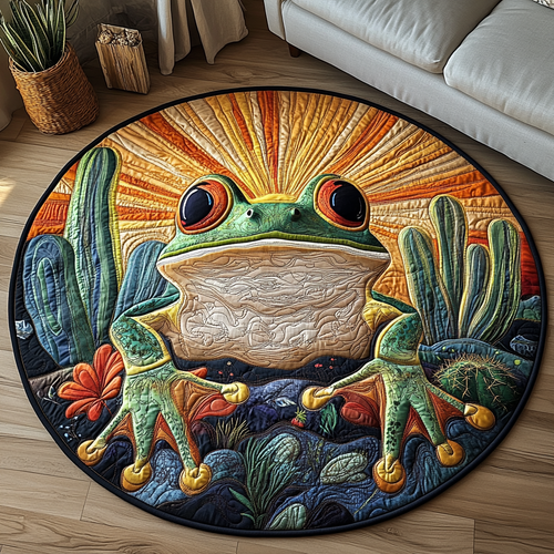 Frogs Cacti Quilted Round Mat NCU0DV5591