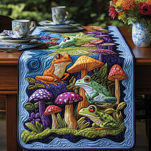 Frogs and Fungi Delight Quilted Table Runner NCU0PT4133