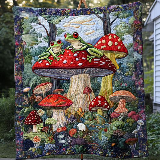 Frogs and Fungi Fantasy Quilted Blanket NCU0PT4662