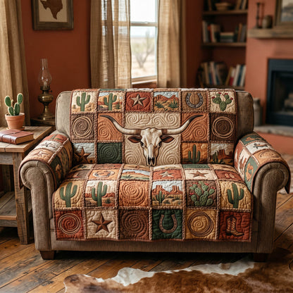 Frontier Bones Quilted Sofa Cover NCU0TD2749