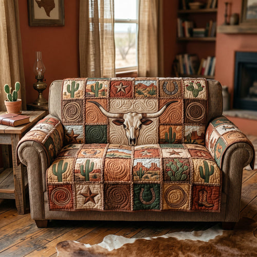 Frontier Bones Quilted Sofa Cover NCU0TD2749