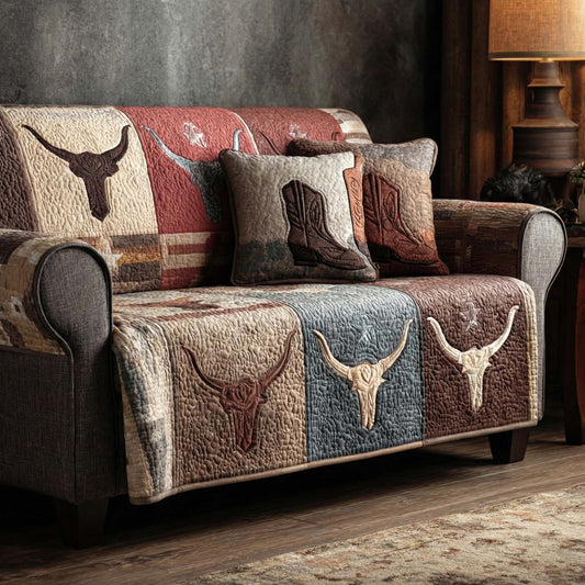 Frontier Cattle Quilted Sofa Cover NCU0XD2277