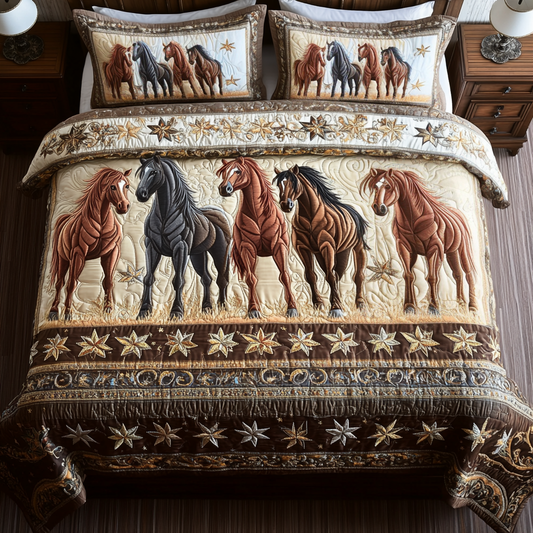 Frontier Steeds 3-Piece Quilted Bedding Set NCU0VH2275