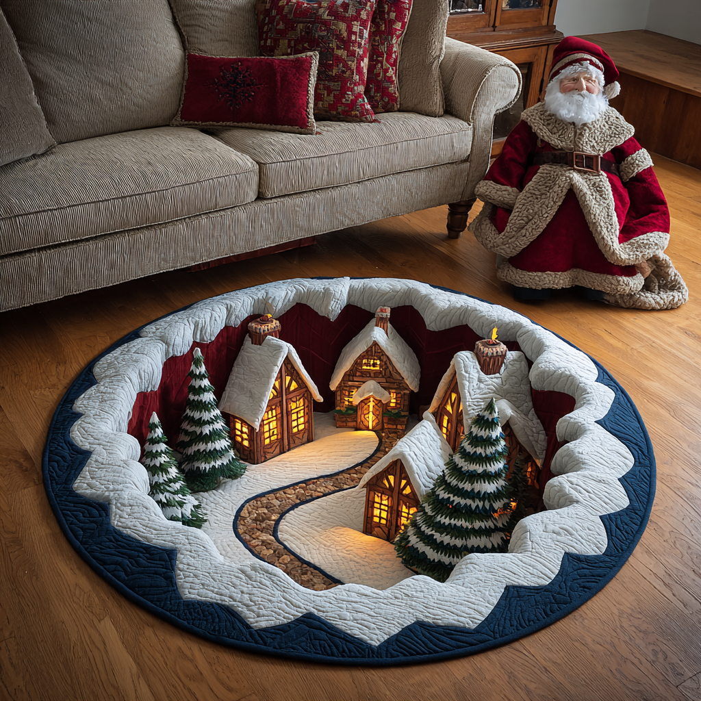 Frost Circle Quilted Round Mat NCU0DK11147