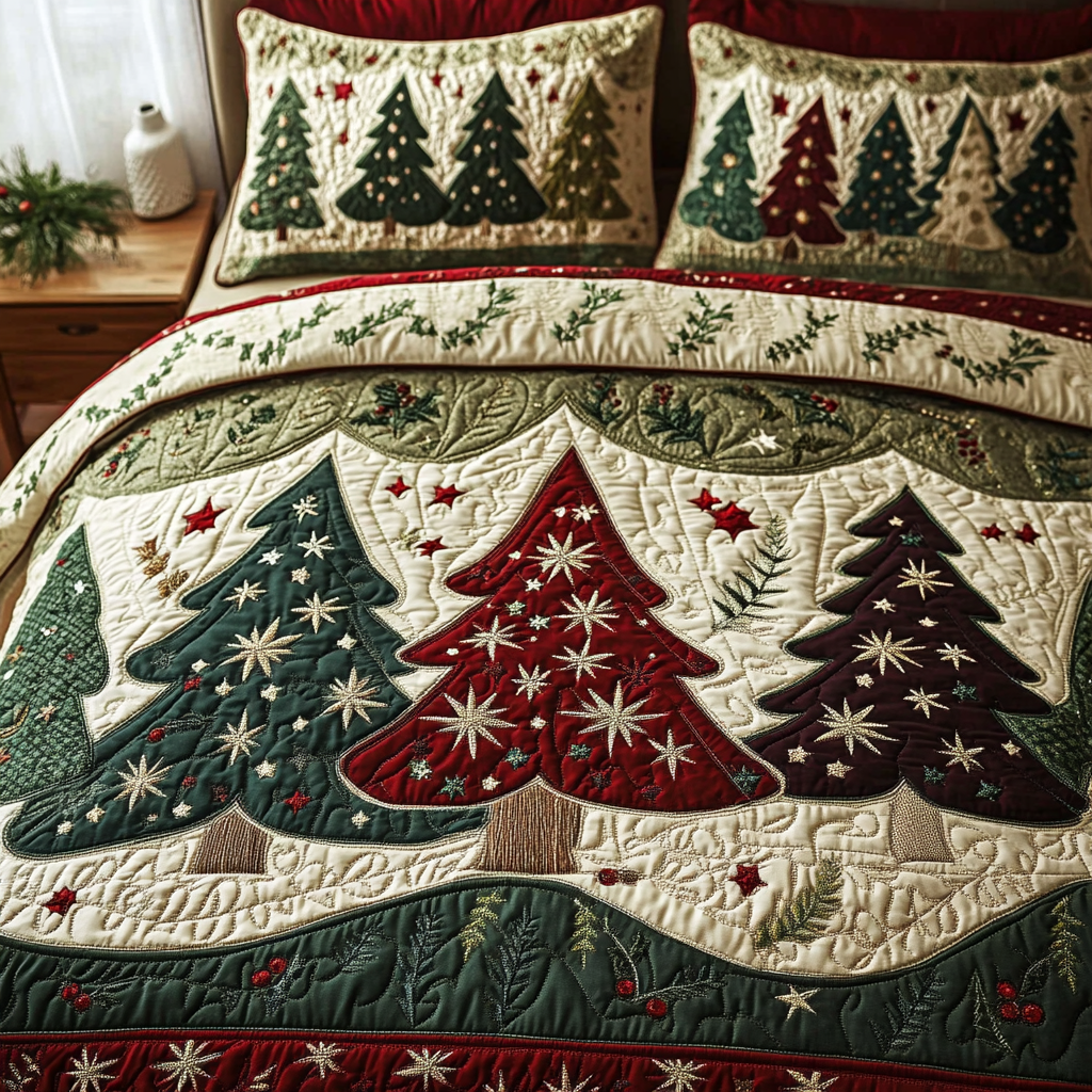 Frost Garden 3-Piece Quilted Bedding Set NCU0DK11033