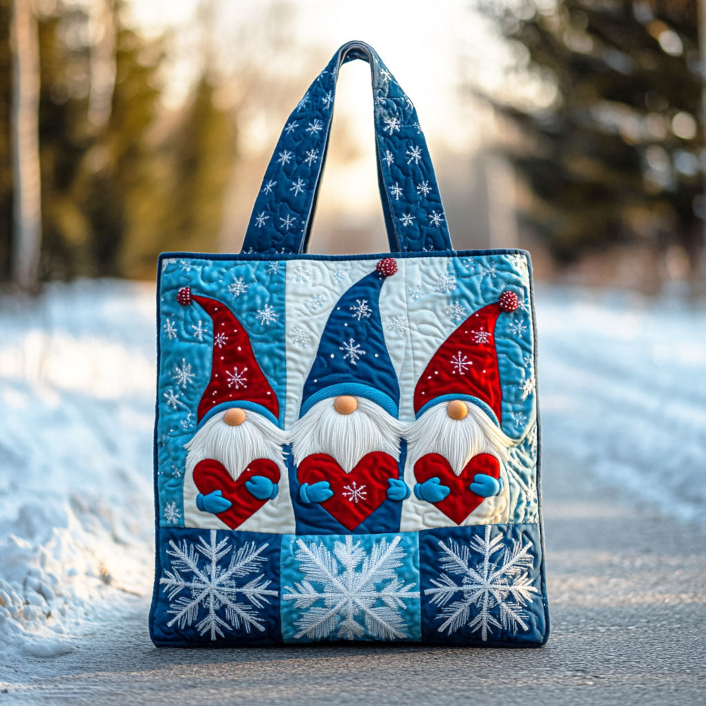 Frost Gnome Heart Quilted Tote Bag NCU0TD805