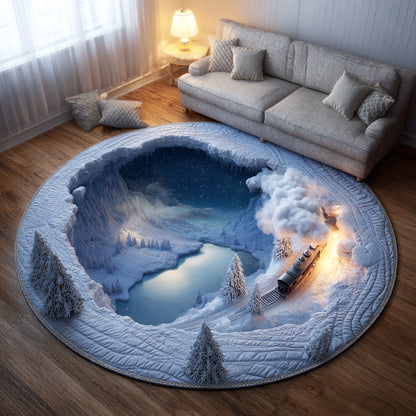 Holiday Train Quilted Round Mat NCU0VT334