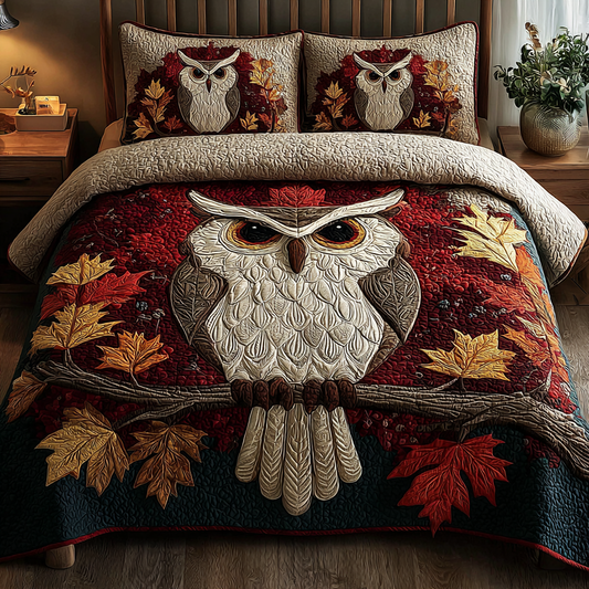 Frost Owl 3-Piece Quilted Bedding Set NCU0DK10484