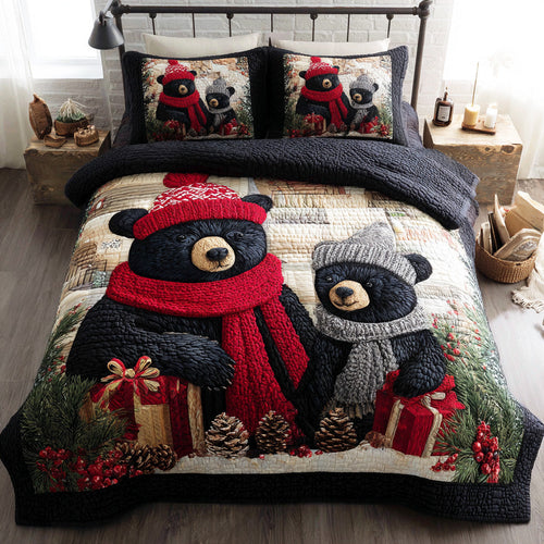 Frost Pine Bear 3-Piece Quilted Bedding Set NCU0TD1533