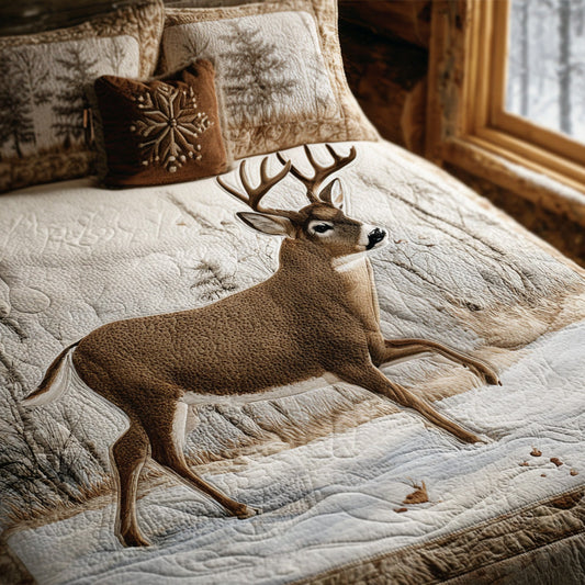 Frost Valley Deer 3-Piece Quilted Bedding Set NCU0DV8028