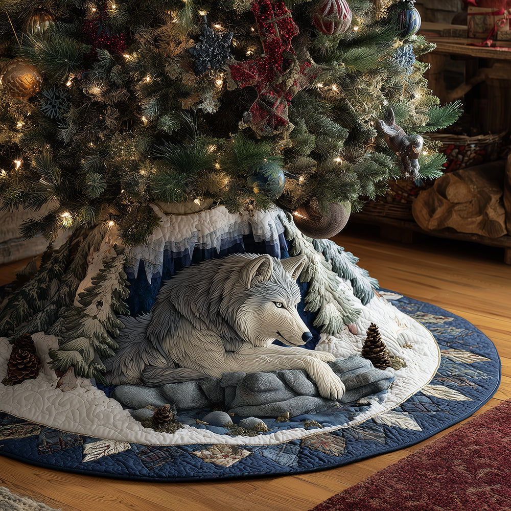 Frost Wolf Den Christmas Quilted Tree Skirt NCU0TH3783