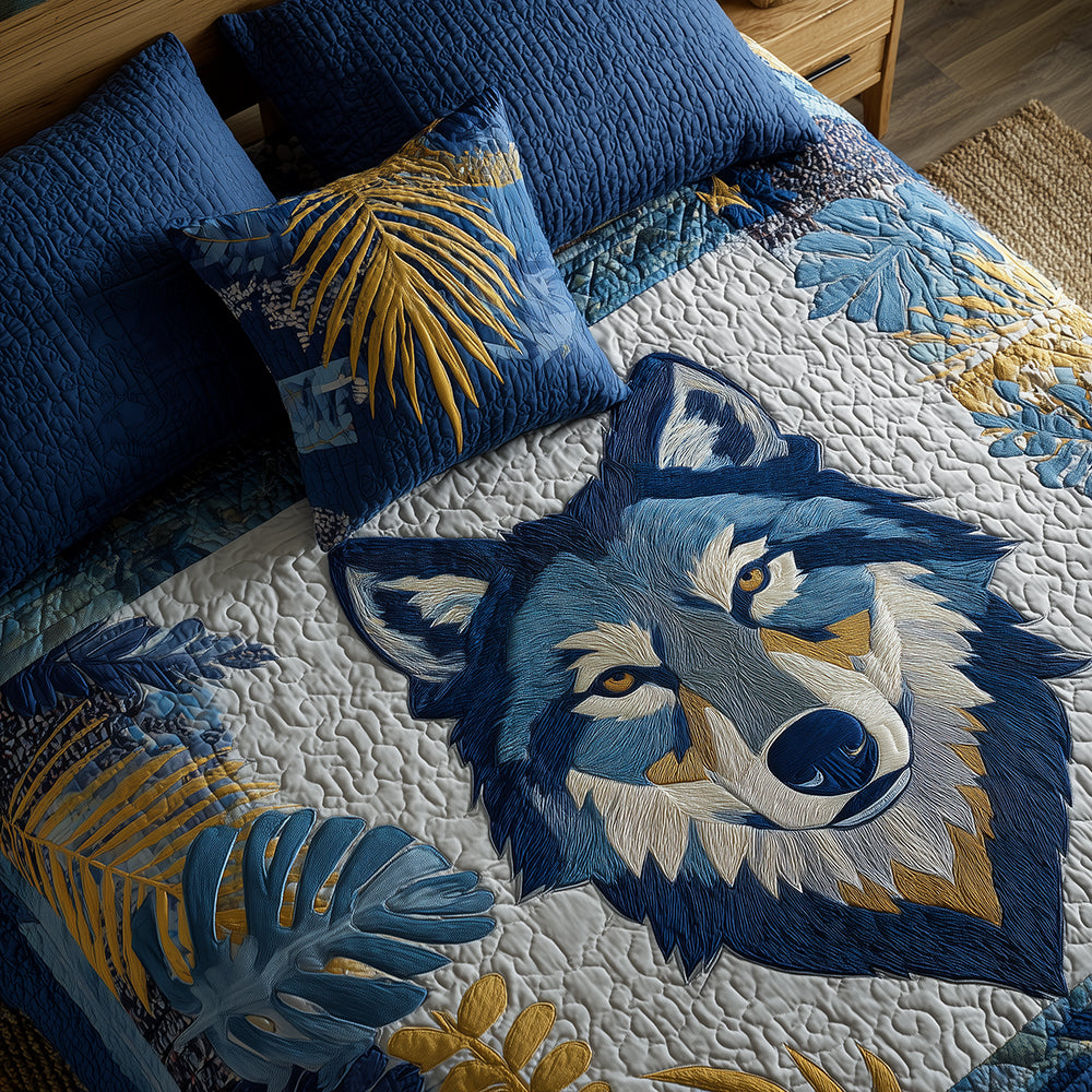 Frost Wolf 3-Piece Quilted Bedding Set NCU0TH3621
