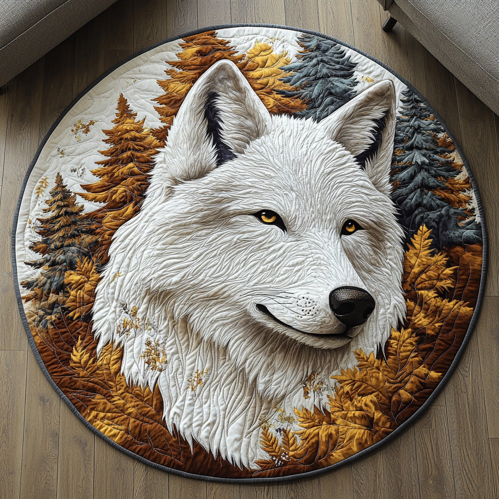Frost Wolf Quilted Round Mat NCU0DV6521