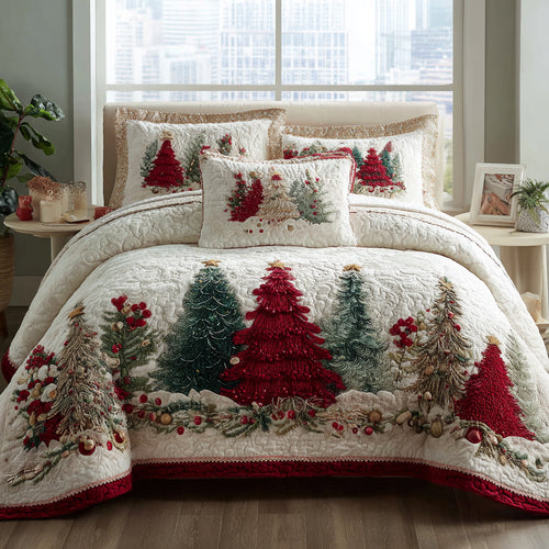 Christmas Tree 3-Piece Quilted Bedding Set NCU0VT341
