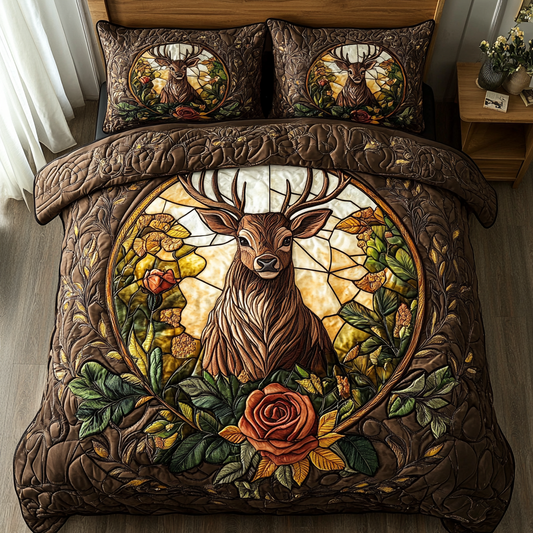 Frosted Antlers 3-Piece Quilted Bedding Set NCU0DK2733