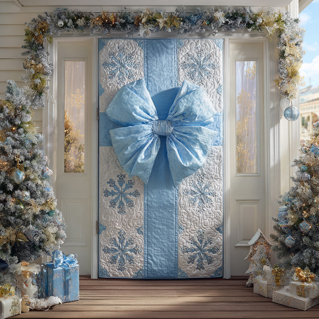 Frosted Bow Lace Quilted Door Cover NCU0TD1637