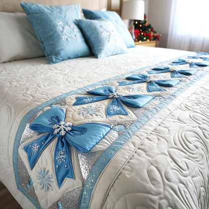 Frosted Bows Quilted Bed Runner NCU0TV386