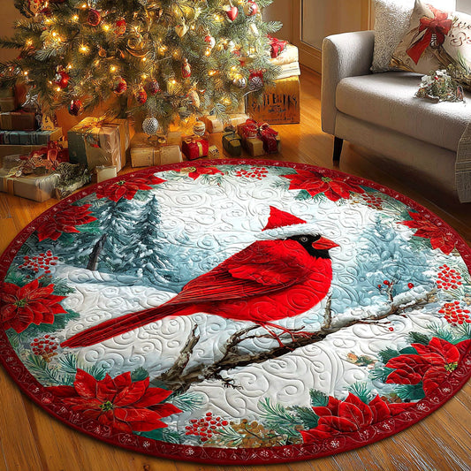 Frosted Cardinal Quilted Round Mat NCU0TV347