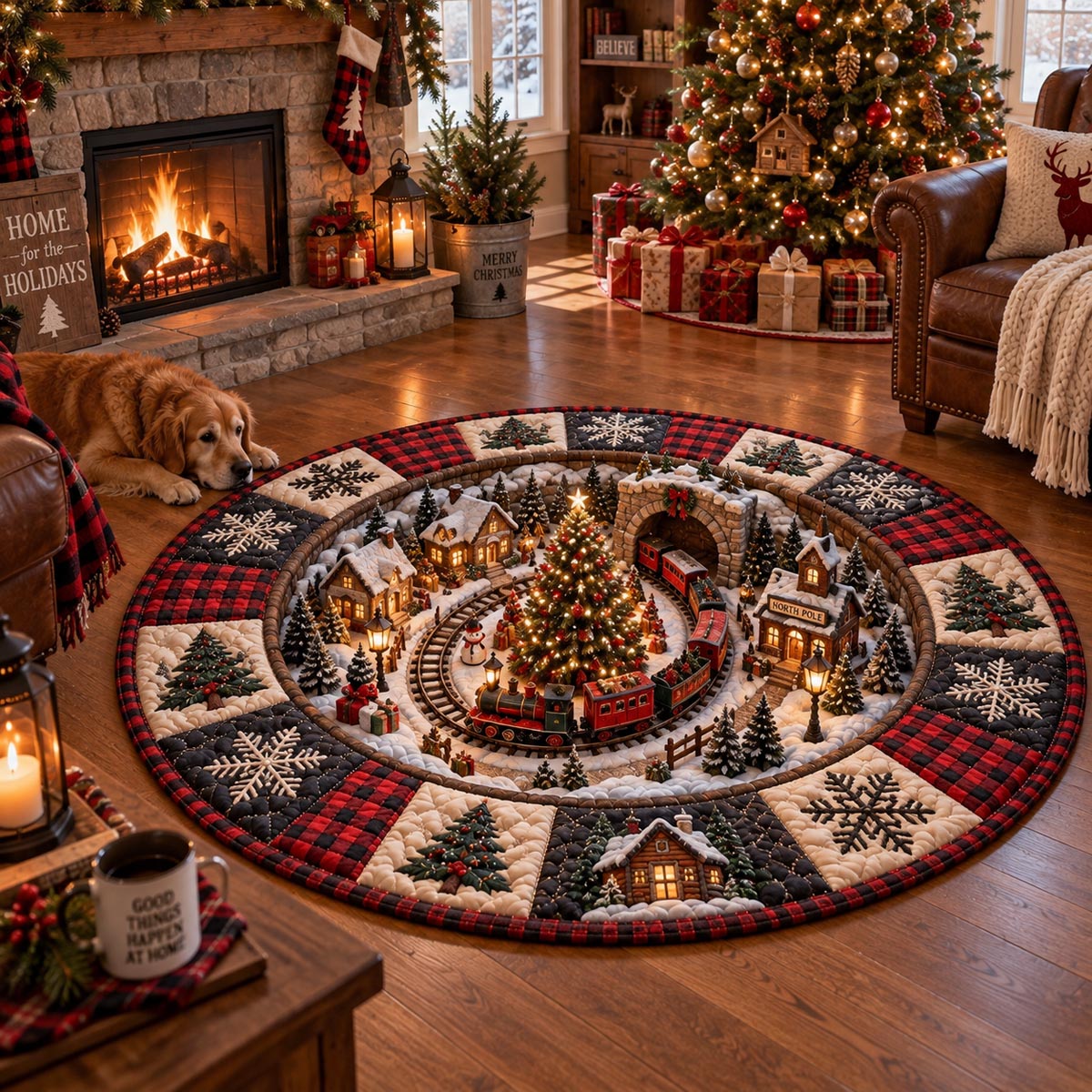 Frosted Christmas Town Quilted Round Mat NCU0DV10264