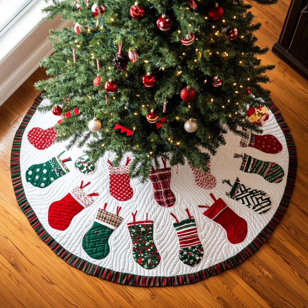 Frosted Delight Christmas Quilted Tree Skirt NCU0VL772