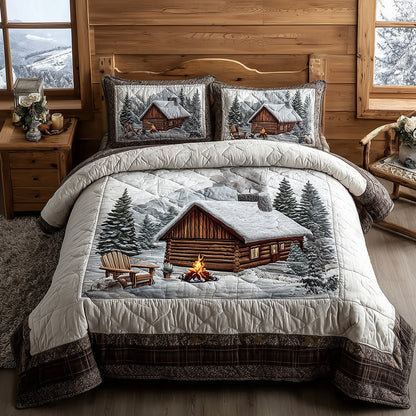 Frosted Fireside Cabin 3-Piece Quilted Bedding Set NCU0TH3893