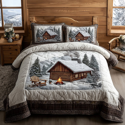 Frosted Fireside Cabin 3-Piece Quilted Bedding Set NCU0TH3893