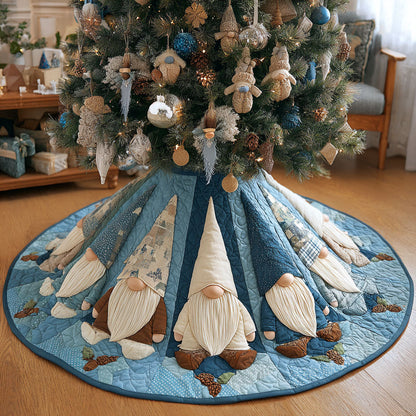Frosted Forest Gnomes Christmas Quilted Tree Skirt NCU0PT10621