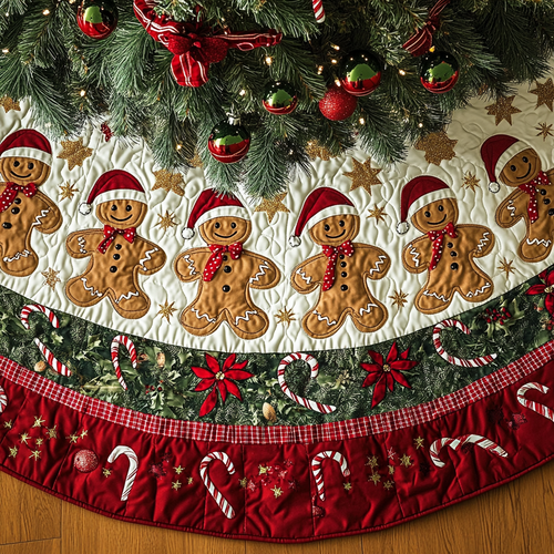 Frosted Ginger Wonderland Christmas Quilted Tree Skirt NCU0DK1488