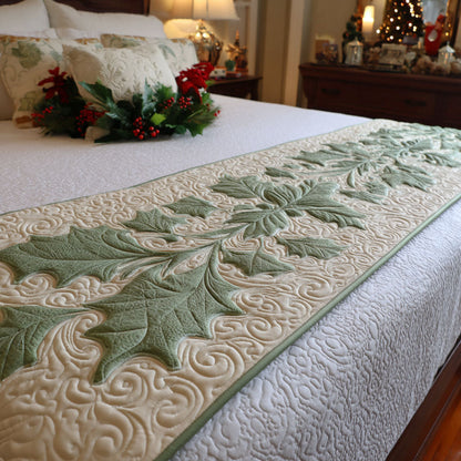 Frosted Leaves Quilted Bed Runner NCU0PT10647