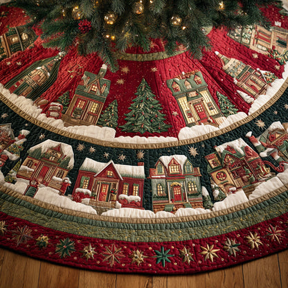 Frosted Pine Circle Christmas Quilted Tree Skirt NCU0TD1737