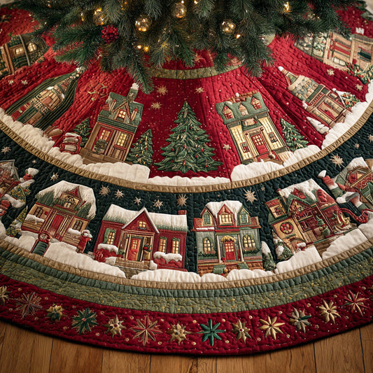 Frosted Pine Circle Christmas Quilted Tree Skirt NCU0TD1737