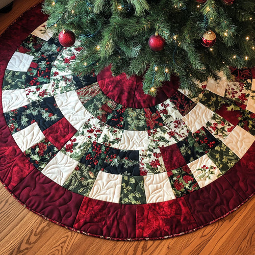 Frosted Pines Quilted Christmas Tree Skirt NCU0PT1482