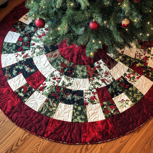 Frosted Pines Quilted Christmas Tree Skirt NCU0PT1482