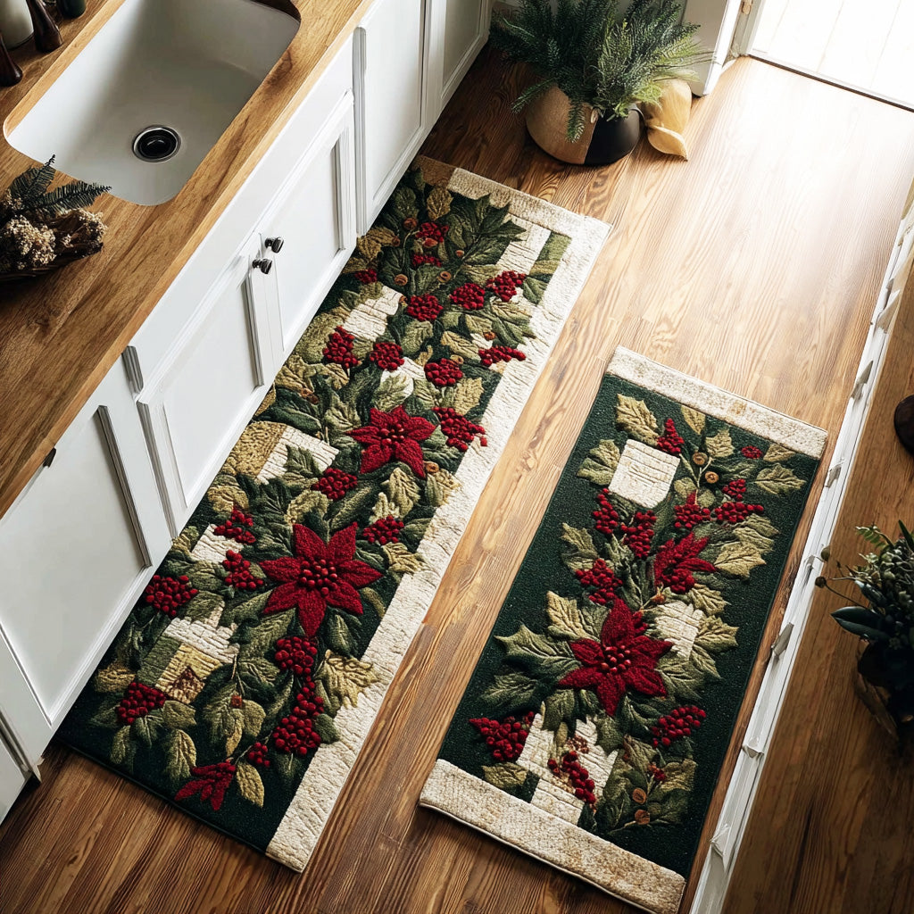 Frosted Red Blossom Kitchen Area Rug NCU0TD1727