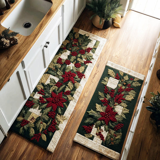 Frosted Red Blossom Kitchen Area Rug NCU0TD1727