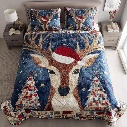 Frosted Reindeer Fantasy 3-Piece Quilted Bedding Set NCU0HH342