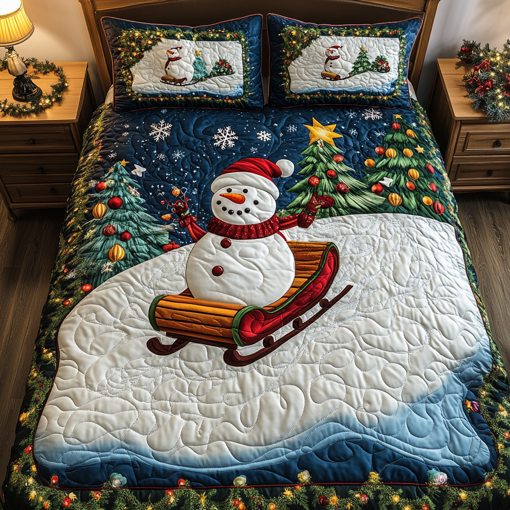 Frosted Sleigh Dreams 3-Piece Quilted Bedding Set NCU0TL2272