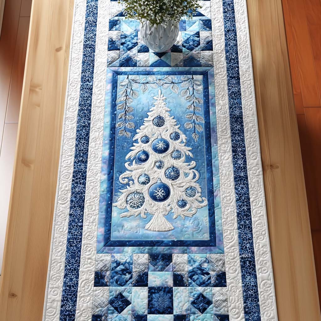 Frosted Tree Quilted Table Runner NCU0NT9983