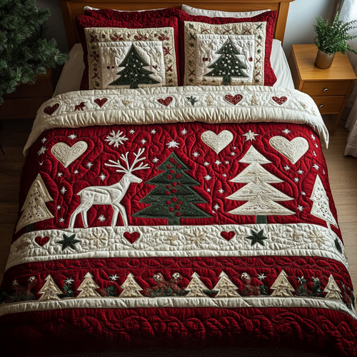 Frosted Trees 3-Piece Quilted Bedding Set NCU0VH471