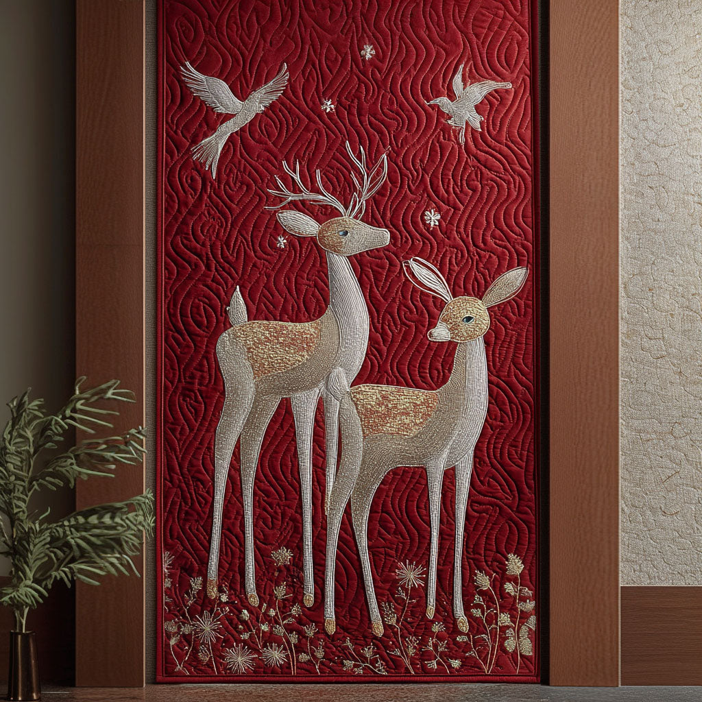 Frostlight Deer Pair Quilted Door Cover NCU0PT10540