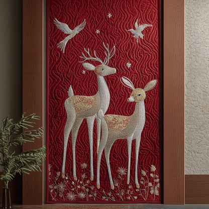 Frostlight Deer Pair Quilted Door Cover NCU0PT10540