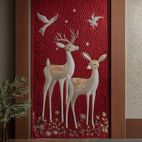 Frostlight Deer Pair Quilted Door Cover NCU0PT10540
