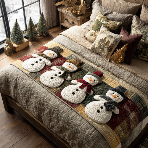 Frostlight Snowman Charm Quilted Bed Runner NCU0DV8597