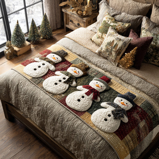 Frostlight Snowman Charm Quilted Bed Runner NCU0DV8597