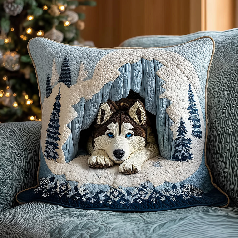 Frosty Husky Hideaway Quilted Pillow Case NCU0TH3663