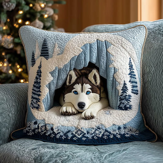 Frosty Husky Hideaway Quilted Pillow Case NCU0TH3663