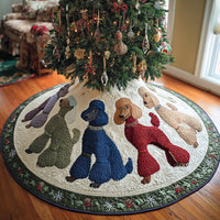 Frosty Poodle Dreams Quilted Christmas Tree Skirt NCU0DV8081